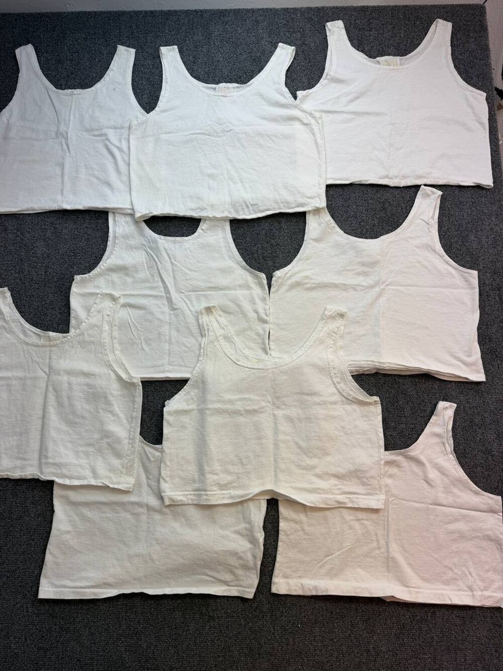 Vtg Women's White Cropped Tank Tops Size S Lot of 9 Basic Sleeveless Shirts